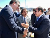 “الرئيس الصربي ألكسندر فوتشيتش يستقبل السيد الرئيس عبد الفتاح السيسي بمطار العاصمة بلجراد”.