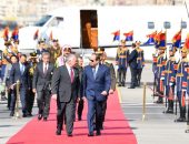 “السيد الرئيس عبد الفتاح السيسي يستقبل بمطار القاهرة جلالة الملك عبد الله الثاني بن الحسين ملك المملكة الأردنية الهاشمية”.