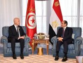السيد الرئيس عبد الفتاح السيسي اليوم مع الرئيس قيس سعيد، رئيس الجمهورية التونسية، وذلك على هامش مشاركة سيادته في القمة العربية بجدة.