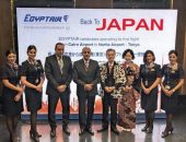وزير الطيران المدنى والسفير الياباني بالقاهرة يشهدا مراسم الاحتفال بإعادة تشغيل أولى رحلات  «مصر للطيران» إلى العاصمة اليابانية طوكيو.