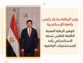وزير الرياضة يشكر رئيس جامعة الإسكندرية لتوفير الرعاية الصحية الكاملة للكابتن شحته الاسكندراني بأحد المستشفيات الجامعية