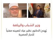 وزير الشباب والرياضة يُهنئ الدكتور نظير عياد لتعيينه مفتياً للديار المصرية