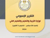 التقرير الأسبوعي لوزارة التربية والتعليم والتعليم الفني (السبت ٢٨ سبتمبر  –  الخميس ٣ أكتوبر ٢٠٢٤)