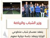 وزير الشباب والرياضة يتفقد معسكر شباب متطوعي الوزارة ويعقد جلسة حوارية معهم