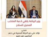 وزير الرياضة يلتقي لاعبة المنتخب المصري للسلاح