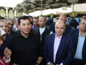وزير الشباب والرياضة ومحافظ كفرالشيخ يفتتحان الملعب القانوني بمركز شباب بلطيم ويتفقدان إنشاء مدرجات نادي بلطيم الرياضي