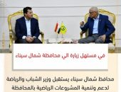 محافظ شمال سيناء يستقبل وزير الشباب والرياضة لدعم وتنمية المشروعات الرياضية بالمحافظة