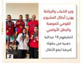 وزير الشباب والرياضة يهنئ أبطال المشروع القومي للموهبة والبطل الأولمبي لتحقيقهم 18 ميدالية ذهبية في بطولة إفريقيا لرفع الأثقال