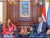 السيد الفريق/ أحمد خالد حسن سعيد محافظ الإسكندرية يستقبل بمكتبه، السيدة/ هيرو مصطفى جارج سفيرة الولايات المتحدة الأمريكية بالقاهرة.