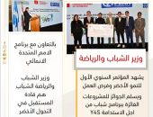 وزير الشباب والرياضة يشهد المؤتمر السنوي الأول للنمو الأخضر وفرص العمل… ويسلم الجوائز للمشروعات الفائزة ببرنامج شباب من اجل الاستدامة Y4S بالتعاون مع برنامج الامم المتحدة الانمائي
