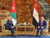 السيد الرئيس عبد الفتاح السيسي يلتقي بجلالة الملك عبد الله الثاني بن الحسين عاهل الأردن، وذلك على هامش القمة الثلاثية التي عقدت بين مصر والأردن وفرنسا بالقاهرة.