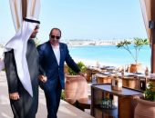 السيد الرئيس عبد الفتاح السيسي، يودّع، ، أخاه صاحب السمو الشيخ محمد بن زايد آل نهيان، رئيس دولة الإمارات العربية المتحدة الشقيقة، وذلك في ختام زيارته الأخوية لمصربمطار العلمين الدولي