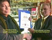 “ Courage for Freedom Film Award “ to Mr. Ibrahim Shehata President of “ The Times International . Award’ President Francesco Garibaldi Hibbert