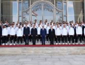 السيد الرئيس عبد الفتاح السيسي، يستقبل بمدينة العلمين اليوم، لاعبي المنتخب الوطني لكرة القدم والجهازين الفني والإداري.